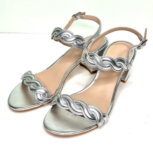 Stuart Weitzman Twistie Block Heel in Silver Size 6 - Picture 13 of 13